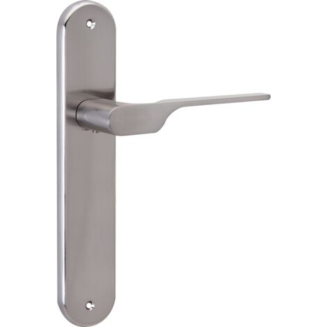 Manilla puerta zamak níquel satinado placa oval modelo 640 250x47mm