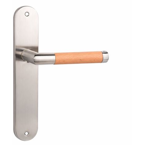 Manilla acero inoxidable y madera ovalada 24x4.5cm alta seguridad