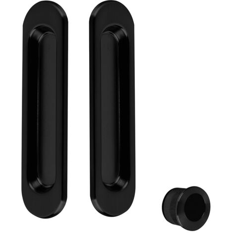 Uñeros tirador puerta corredera zamak ovalado negro (2 uds)