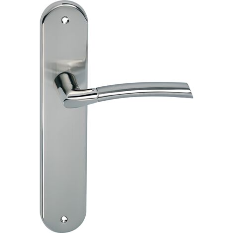 Juego manillas puerta zamak níquel combinado placa oval 430