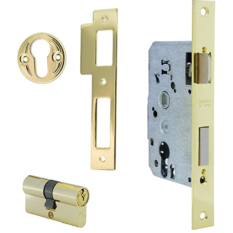Cerradura embutir 47/50 canto recto latonado seguridad