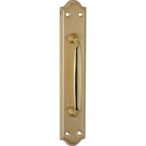 Manillón puerta zamak dorado satinado placa curva modelo 1104 (1/2)