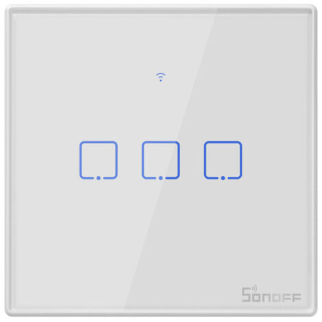 SONOFF Interrupteur Connecté WiFi Sans Fil, 2 Gang Interrupteur Mural Intelligentavec Contrôle à Distance&Contrôle RF, Compatible avec Alexa,Google Home, 960W/4A,T2EU3C-TX