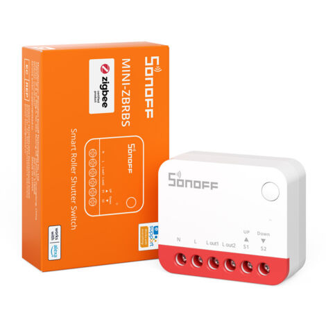 SONOFF MINI-ZBRBS Interrupteur Zigbee pour Volet roulant, Format Mini, Contrôle en Pourcentage, Répéteur Zigbee, Compatible Alexa/Google Assistant/Home Assistant, Fil Neutre Requis，Une passerelle Zigb