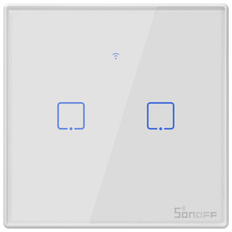 SONOFF Interrupteur Connecté WiFi Sans Fil, 2 Gang Interrupteur Mural Intelligentavec Contrôle à Distance&Contrôle RF, Compatible avec Alexa,Google Home, 960W/4A,T2EU2C-TX (1/5)