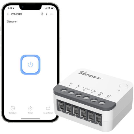 SONOFF ZBMINIR2 Zigbee interrupteur Intelligent,Amplificateur de signal Zigbee,Fonctionne Avec Alexa & Google Home,NéCessite Une Passerelle Zigbee, NéCessite Un Fil Neutre