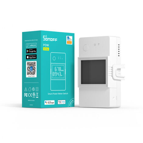 Interrupteur compteur d'énergie intelligent 16A – Mesure consommation électrique – Compatible Alexa/Google Home – Écran LCD – POWR316D – Sonoff