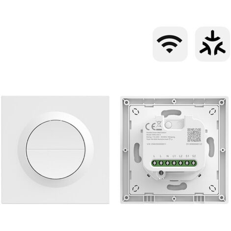SONOFF MINI-2GS-E Orb-MW2, Interrupteur intelligent Matter, 2 gangs, Wi-Fi 2,4 GHz, fil neutre requis, télécommande et commande vocale, compatible avec Apple Home/Siri, Amazon Alexa et Google Home