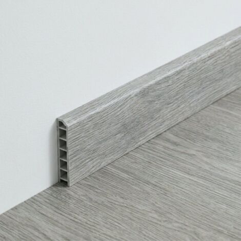 Rodapié PVC Gris Perla 1200x80 mm  Impermeable y Pasacables  ISOVEX