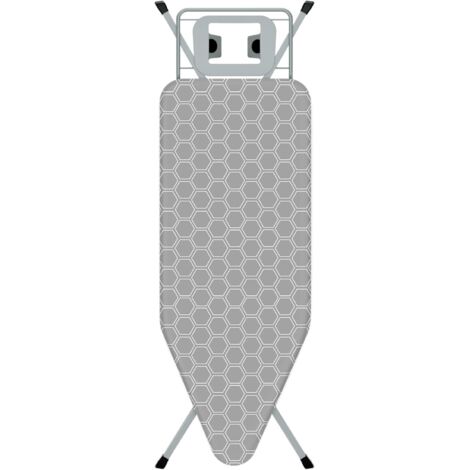 Table à Repasser 120 x 45 cm STANEW, avec Housse en 100% Coton, Planche à Repasser Pliable, Système Anti-Fermeture, Hauteur Réglable, Support de Fer Intégré, Pieds Antidérapants(Gris nid d'abeille)