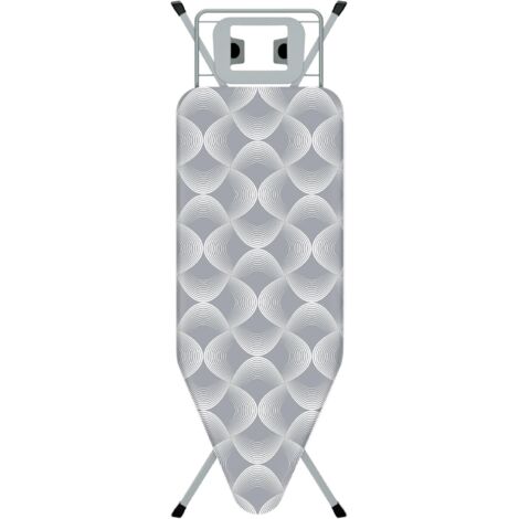 Table à Repasser 120 x 45 cm STANEW, avec Housse en 100% Coton, Planche à Repasser Pliable, Système Anti-Fermeture, Hauteur Réglable, Support de Fer Intégré, Pieds Antidérapants(Gris ondulé)