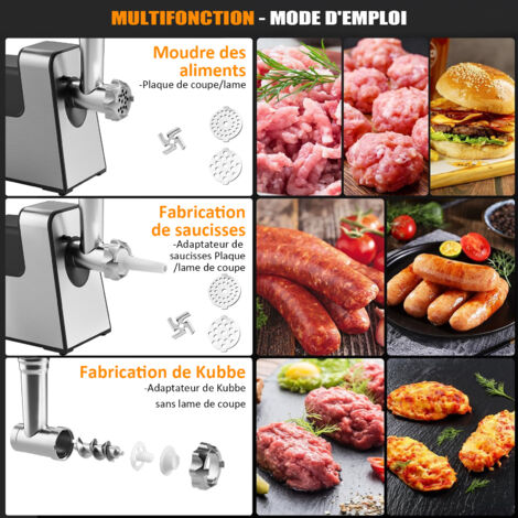 Hachoir à Viande Électrique 2000W, 5 en 1 Hachoir à Viande Électrique, Multifonction Hachoir a