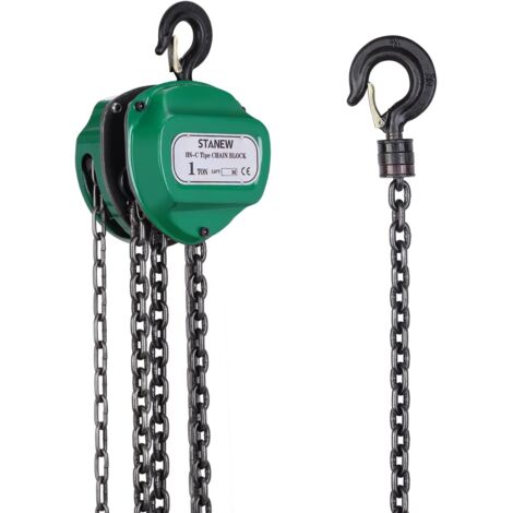 Stanew – Palan manuel à chaîne 1T – Hauteur de levage 5M – Acier allié durable – Crochet antidérapant – Engrenages trempés pour performance