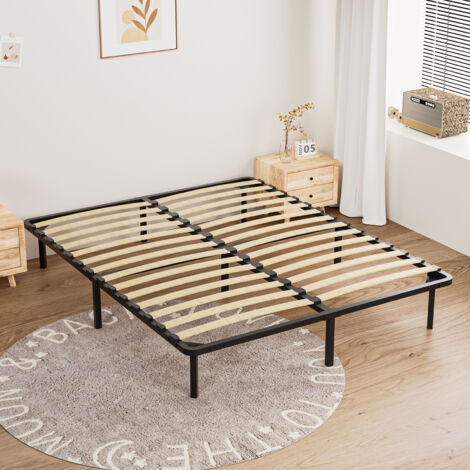 Stanew – Sommier à lattes sur pieds 140x200 cm – Structure en acier renforcé – 9 pieds inclus – Montage rapide et facile – 28 lattes pour soutien optimal