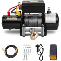 Stanew – Treuil électrique 6000 LBS 12V – Télécommande sans fil 30m – Câble acier 8mm x 15m – Moteur 3,1 kW pour traction remorque SUV camion