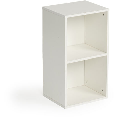 FurnitureR Table de Chevet Blanche Moderne à 2 Niveaux, Petite Table de Nuit Ouverte, Meuble Rangement Chambre, Étagère de Chevet, Style Minimaliste, 29 x 24 x 54cm (1/5)