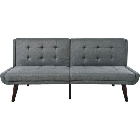 FurnitureR Canapé lit 2 places dossier réglable canapé tissu lin convertible canapé multifonction pour salon petit espace, Gris (1/4)