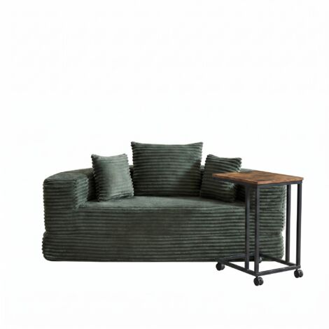 FurnitureR Ensemble salon canapé convertible vert 2 places avec table d’appoint marron foncé à roulettes canapé lit multifonction gain de place (1/5)