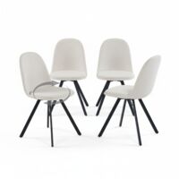 FurnitureR Lot de 4 chaises de salle à manger, chaises pivotantes à 360° sans accoudoirs avec pieds en métal, chaises de cuisine élégantes pour chambre à coucher ou salle à manger, tissu, beige