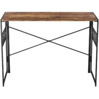 FurnitureR Table d'ordinateur pliante, bureau pliable, structure en treillis métallique avec 8 crochets en S, cadre en MDF et métal, poste de travail pour salon, chambre à coucher, 100x50x72CM, Marron