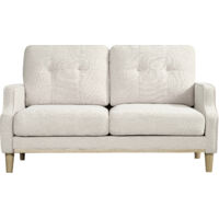 FurnitureR Canapé 2 places tissu avec port USB canapé salon compact tissu respirant résistant à l’eau canapé moderne petit espace, Beige