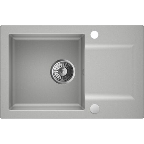 Granitspüle Spülbecken Küchenspüle Beton 66x43 cm Coast 100 Einbauspüle Kratzfest Platzsparend Elegantes Design inkl Siphon