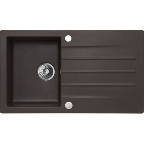 Granitspüle Spülbecken Küchenspüle Espresso Brown 86x50cm Mojito 100 Einbauspüle Langlebig Elegant Pflegeleicht inkl Siphon