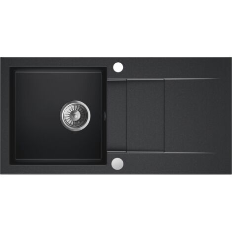 Granitspüle Spülbecken Küchenspüle Black Metallic 86 x 43,5 cm Cascada 40 Einbauspüle Kratzfest Elegant Platzsparend inkl Siphon