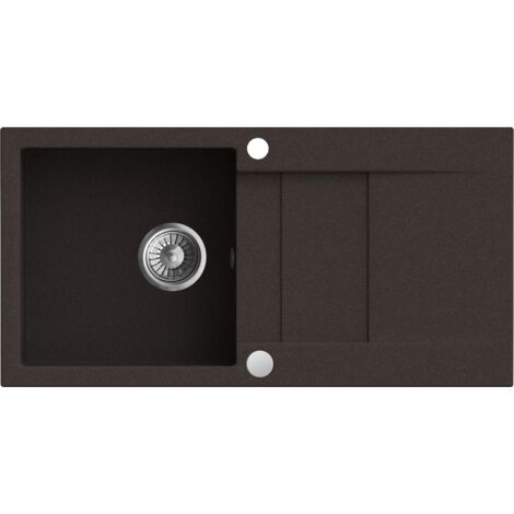 Granitspüle Spülbecken Küchenspüle Espresso Brown 86 x 43,5 cm CASCADA 40 Einbauspüle Hochwertig Kratzfest und Platzsparend inkl Siphon