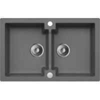Granitspüle Spülbecken Küchenspüle Moonlight Grey 79x50 cm Mojito 160 Einbauspüle Hochwertig Kratzfest Modernes Design inkl Siphon