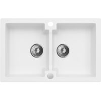 Granitspüle Spülbecken Küchenspüle Weiß 79x50 cm Mojito 160 Einbauspüle Hochwertige Qualität Platzsparender Siphon inkl Siphon