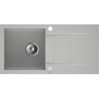 Granitspüle Spülbecken Küchenspüle Beton 86 x 43,5 cm CASCADA 40 Einbauspüle Kratzfest Elegantes Design Platzsparend inkl Siphon