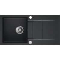 Granitspüle Spülbecken Küchenspüle Black Metallic 86 x 43,5 cm Cascada 40 Einbauspüle Kratzfest Elegant Platzsparend inkl Siphon