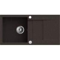 Granitspüle Spülbecken Küchenspüle Espresso Brown 86 x 43,5 cm CASCADA 40 Einbauspüle Hochwertig Kratzfest und Platzsparend inkl Siphon