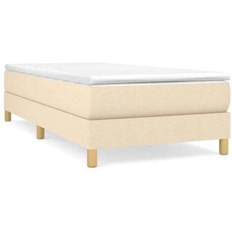 Cadre de lit sans matelas crème 80x200 cm tissu (1/5)