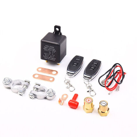 Interruptor de desconexión de batería de 12 V, relé de 12 V 200 A con 2 mandos a distancia, dispositivo antirrobo para coche, barco, camión, autocaravana (200 A) (1/4)