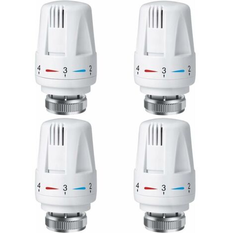 Cabezal termostático para radiador (4 unidades), TRV M30 x 1,5, válvula termostática para calefacción de hogar y oficina.