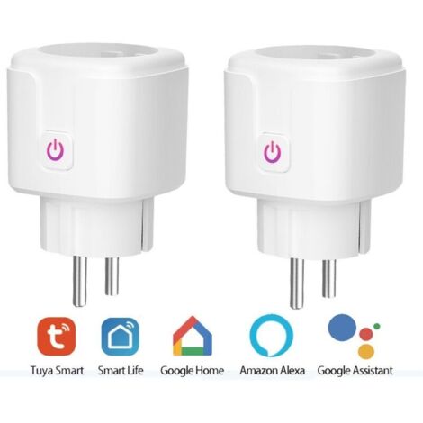 Enchufe inteligente WiFi, paquete de 2 enchufes inteligentes compatibles con Alexa, Google Home y Smart Life, salidas programables WiFi con control remoto, control de voz y función de tiempo (1/4)