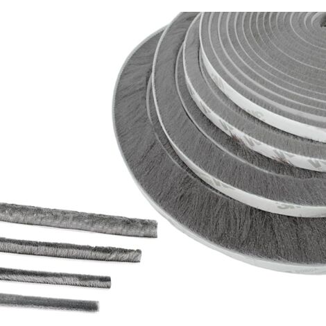 Burlete de cepillo para puertas, 1 m (largo) x 9 mm (ancho) x 23 mm (profundidad), gris, burlete insonorizado para puertas y ventanas, burlete de cepillo autoadhesivo