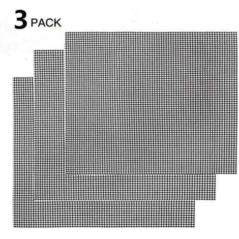 Alfombrilla antiadherente para barbacoa (3 piezas), reutilizable, resistente al calor, para asar en interiores y exteriores (negra, 42 × 36 cm) (1/4)