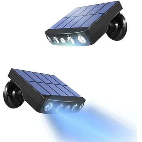 [2 piezas] Luz solar para exteriores con sensor de movimiento, foco solar impermeable de 360°, linterna solar para jardín, luz blanca de 6000 K