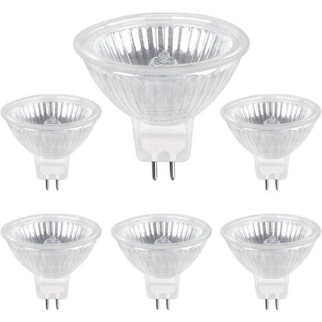 Bombilla halógena GU5.3 de 50 W y 12 V, 800 lm, blanco cálido, 2700 K, regulable, foco halógeno MR16, paquete de 6