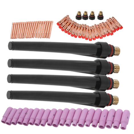 Kit de antorcha de soldadura TIG de 68 piezas, lente de gas, cubierta trasera, accesorios de boquilla de soldadura WP-17/18/26