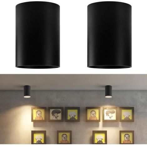 focos de techo negros de superficie, casquillo GU10, redondos de aluminio para salón, cocina, pasillo y dormitorio, 7,7 x 8,5 cm, bombilla no incluida.