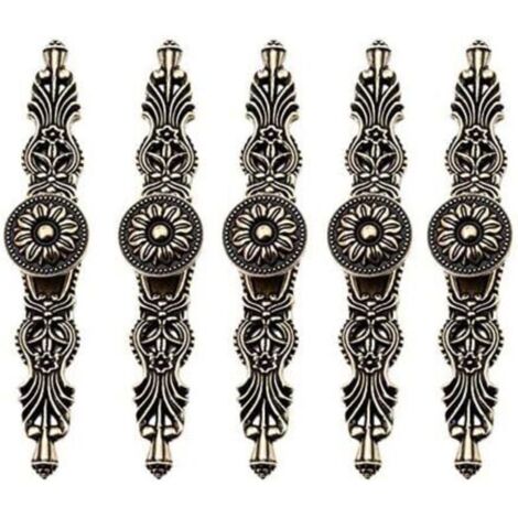 Tiradores de bronce estilo retro vintage Ineasicer para puertas de armarios, pomos para muebles antiguos, estanterías, tocadores, armarios y cajones (paquete de 5) (1/4)
