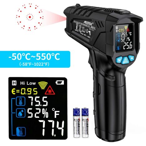 Termómetro infrarrojo láser sin contacto profesional, pistola de temperatura infrarroja de -50 °C a 550 °C (1/5)