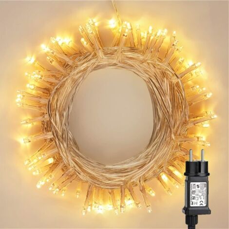 Guirnalda de luces eléctricas para interiores, 10 m, 100 LED, color blanco cálido, para árbol de Navidad, 8 modos, impermeable, decorativa, para exteriores, Navidad, hogar, fiesta, boda, dormitorio, f (1/4)