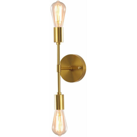 Aplique de pared Tigrezy dorado, lámpara de baño de 2 luces, casquillo E27, para espejo, pasillo, cocina, dormitorio, sala de estar.