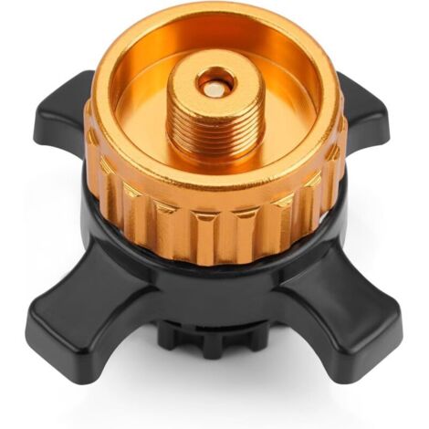 Adaptador para cartucho de gas, adaptador para botella de cartucho de gas Easy-Click/CV, conversión de cierre de bayoneta a rosca de 7/16", color dorado, 1 unidad.