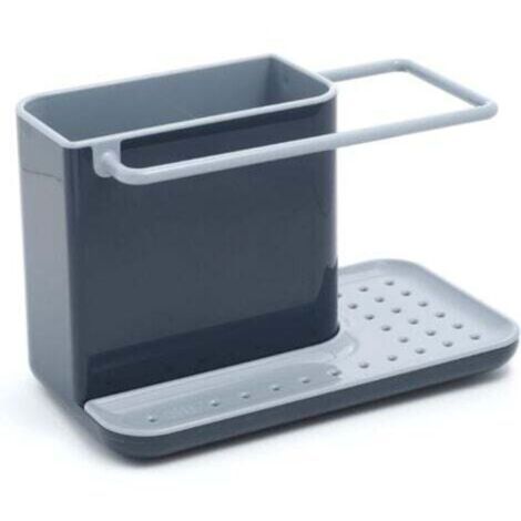 Organizador de fregadero con escurridor integrado, soporte para esponja, soporte para cepillo, soporte para detergente y soporte para paño de cocina, extraíble, tamaño estándar, gris. (1/4)